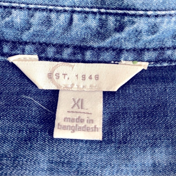 C. Est. 1946 chambray with gold polka dots long line tunic top - Picture 6 of 7